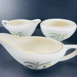 Edwin Knowles Forsythia Creamer Sugar Bowl Gravy Boat CIRCA 1947 VTG China Lot
